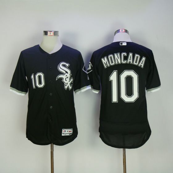 Men Chicago White Sox 10 Moncada Black Elite MLB Jerseys